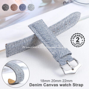 Bracelet de Montre Unisexe Homme Femme pour OMEGA 18 20 22mm Toile Denim et Cuir