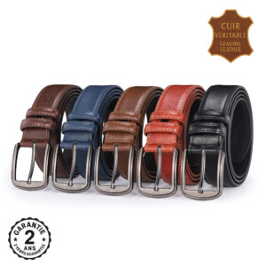 Ceinture Homme Cuir de Vache Boucle Acier Inox Uni 105 110 115 120 125 130 cm