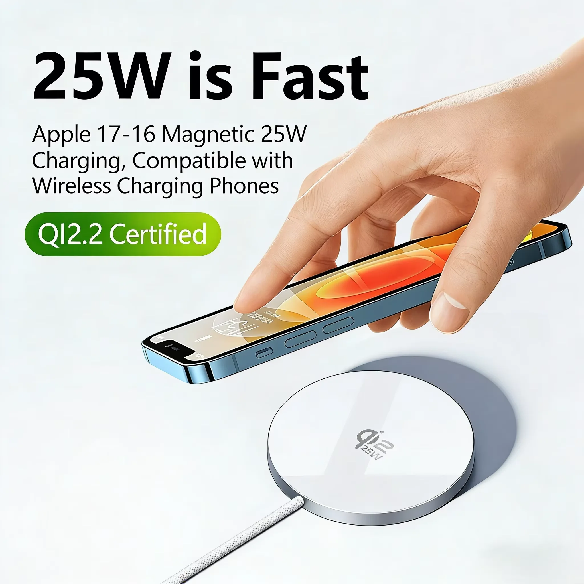 Chargeur Sans Fil Rapide Qi2 25W MagSafe iPhone Samsung Google Pixel Magnétique – Image 3