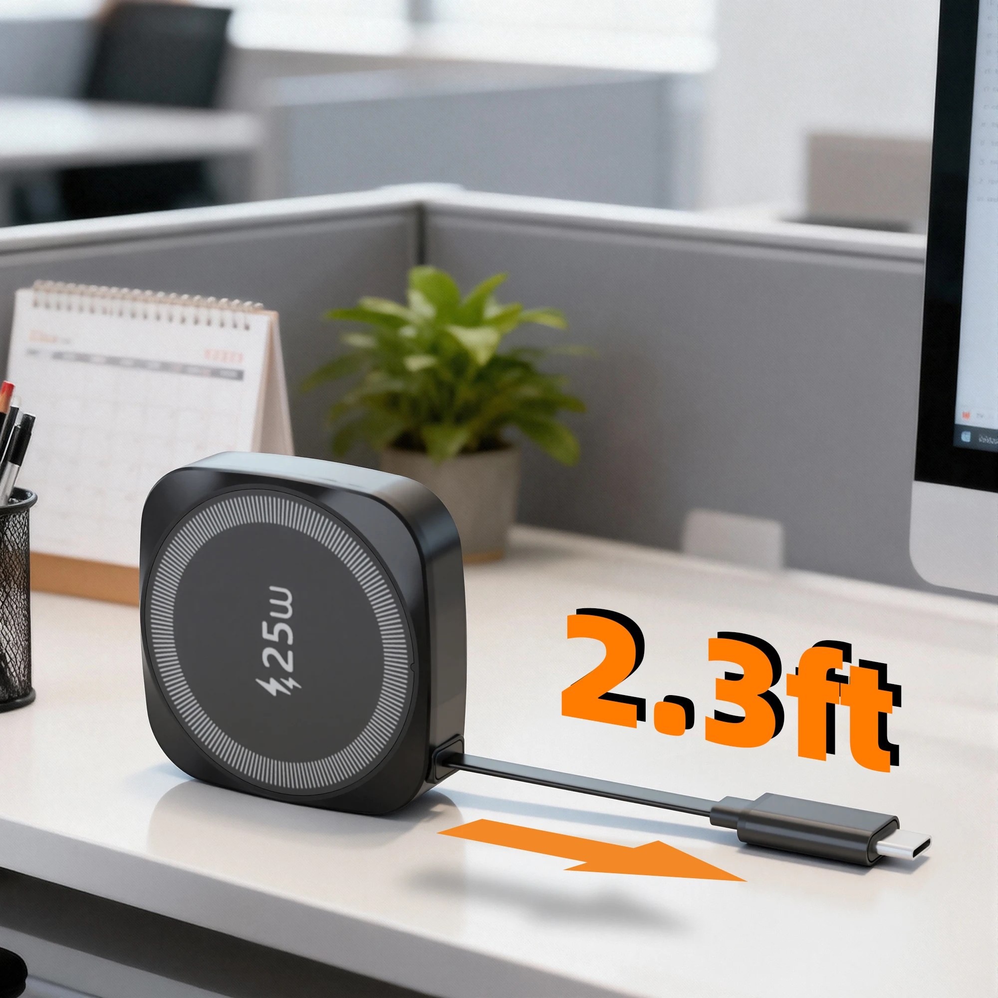 Chargeur Sans Fil Rapide 25W Qi2 Magnétique USB-C iPhone AirPod Câble Extensible – Image 7