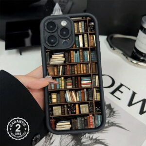 Coque iPhone 18 17 17e 16 16e 15 14 13 12 11 Antichoc Design Bibliothèque Livres